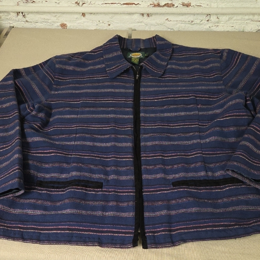 Cabela's Navy and Pink Striped Jacket Vintage Y2K SIZE XL